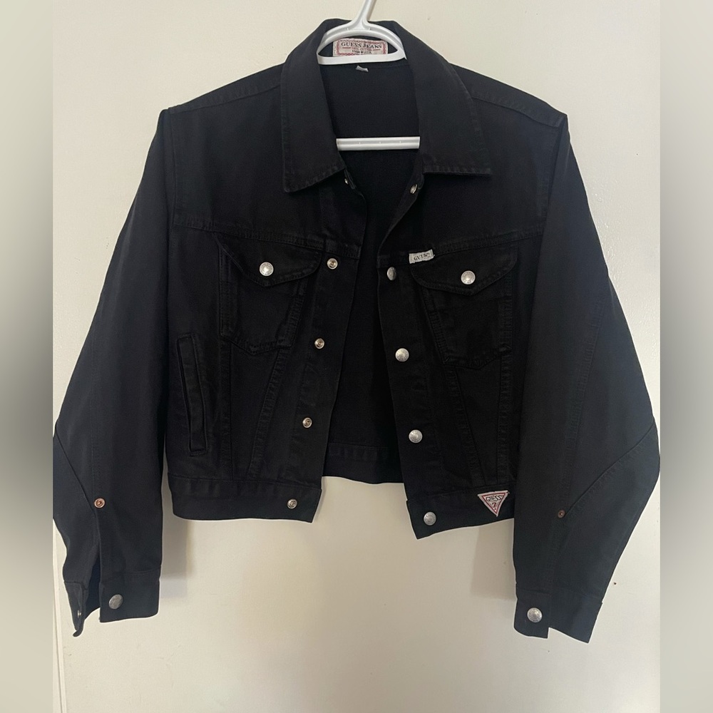 Vintage black denim guess jacket